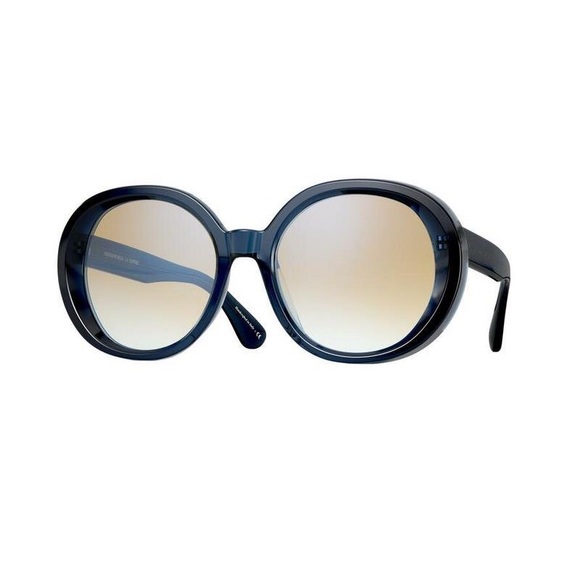 OLIVER PEOPLES LEIDY SUNGLASSES BRIGHT NAVY (looks black) YELLOW GRADIENT NWOT - Picture 1 of 15